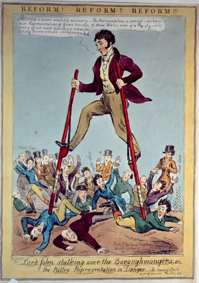 Lord John acechando a los Boroughmongers, o La representación podrida en peligro, pub. por J. Fairburn, 1831 de Sharpshooter